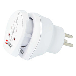 Skross Adaptateur de Voyage 2-en-1 Universel pour Israël 13A Blanc