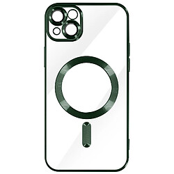 Avizar Coque MagSafe pour iPhone 13 Silicone Protection Caméra Contour Chromé Vert