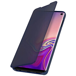 Avizar Housse Samsung Galaxy S10 Étui Miroir Clapet translucide Stand Vidéo bleu nuit 