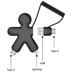 Acheter XOOPAR Câble 3 en 1 Buddy USB A, USB C/USB C, Lightning 0,15m Noir