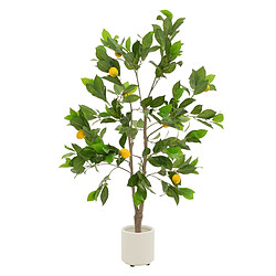 ML-Design Plante artificielle citronnier 130 cm arbre décoratif en plastique pot inclus