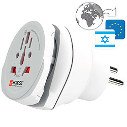 Skross Adaptateur de Voyage 2-en-1 Universel pour Israël 13A Blanc pas cher