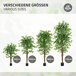 ML-Design Plante artificielle ficus arbre réaliste décoratif 210cm en plastique pot inclus
