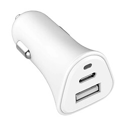 Avis JUST GREEN Double Chargeur voiture USB A+C PD 37W (12+25W) Power Delivery Souple Blanc