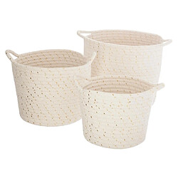 Atmosphera Lot de 3 Paniers de Rangement Lurex 24cm Naturel