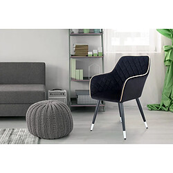 Paris Prix Chaise Déco en Velours Amino 86cm Noir & Gris