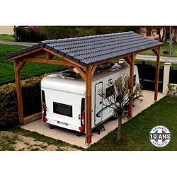 CPBF Carport bois 2 pentes 450cmx700cm bois DOUGLAS Français label PEFC (Charpente - Auvent - Abri Camping-car) 32 m². Garantie 10 ans