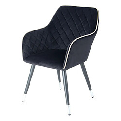 Paris Prix Chaise Déco en Velours Amino 86cm Noir & Gris