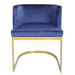 Paris Prix Chaise Design en Velours Noemy 75cm Bleu & Or