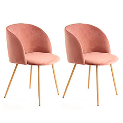 Paris Prix Lot de 2 Chaises en Velours Celina 84 cm Rose
