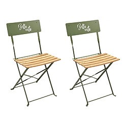 Paris Prix Lot de 2 Chaises Pliantes Bella Vita 81cm Kaki