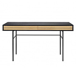 Paris Prix Bureau 2 Tiroirs en Bois Stripe 130cm Chêne & Noir