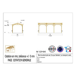 CPBF Carport bois 2 pentes 450cmx950cm bois DOUGLAS Français label PEFC (Charpente - Auvent - Abri Camping-car) 43 m². Garantie 10 ans