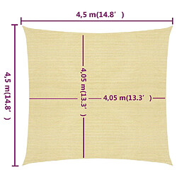 Helloshop26 Voile d'ombrage 160 g/m² pehd 4,5 x 4,5 m beige 02_0008976 pas cher