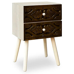 Paris Prix Table de Chevet 2 Tiroirs Tomina 42cm Marron