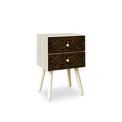 Paris Prix Table de Chevet 2 Tiroirs Tomina 42cm Marron