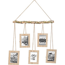 Atmosphera Pêle Mêle 5 Photos Bois Suspendu 60cm Naturel