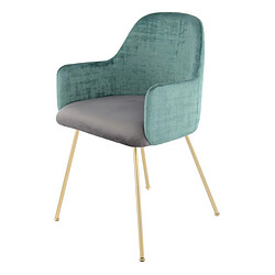 Paris Prix Chaise Déco en Velours Richard 85cm Vert & Gris