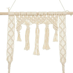 Atmosphera Étagère Murale en Bois Macramé 80cm Ivoire