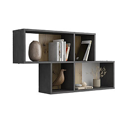 Mes Etagère murale 4 niches 100x19,5x53 cm marron et anthracite