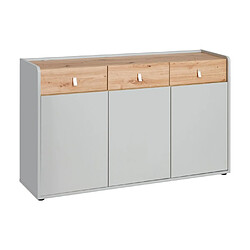 Paris Prix Buffet 3 Tiroirs Design Vivero 139cm Gris & Naturel