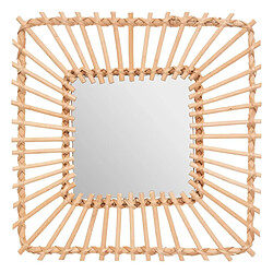 Atmosphera Miroir Mural Design Rotin Carré 40cm Beige
