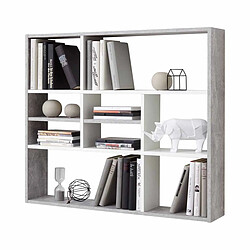 Mes Etagère murale 9 niches 90x16x78,2 cm gris béton et blanc