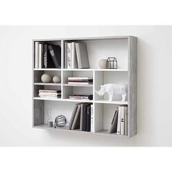 Mes Etagère murale 9 niches 90x16x78,2 cm gris béton et blanc