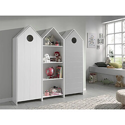 Paris Prix Pack - Étagère Enfant & 2 Armoires Casami Blanc & Gris