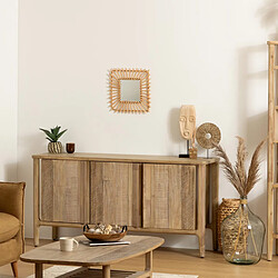 Atmosphera Miroir Mural Design Rotin Carré 40cm Beige