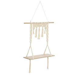 Atmosphera Étagère Murale en Bois Macramé 80cm Ivoire