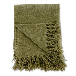 Paris Prix Plaid Uni à Franges Stanly 130x170cm Vert Mousse