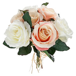 Atmosphera Bouquet de Fleur 7 Roses 30cm Rose & Blanc