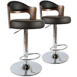Paris Prix Lot de 2 Chaises de Bar David 90-110cm Noisette & Noir