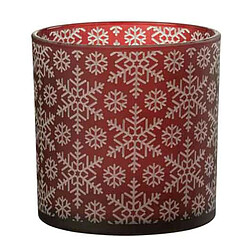 Paris Prix Photophore Design en Verre Neige 15cm Rouge