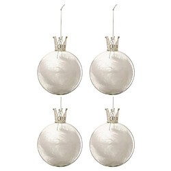 Paris Prix Lot de 4 Boules de Noël Couronne 10cm Blanc