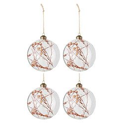 Paris Prix Lot de 4 Boules de Noël Fleurs Séchées 12cm Orange