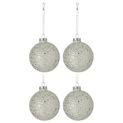 Paris Prix Lot de 4 Boules de Noël Étoiles 10cm Argent