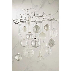 Paris Prix Lot de 12 Boules de Noël Mat Givré 8cm Gris & Blanc