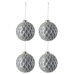 Paris Prix Lot de 4 Boules de Noël Carreau 10cm Gris