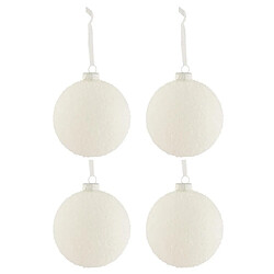 Paris Prix Lot de 4 Boules de Noël Enneigée 12cm Blanc