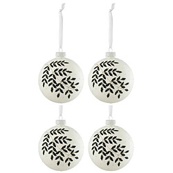 Paris Prix Lot de 4 Boules de Noël Feuilles Paillettes 10cm Blanc