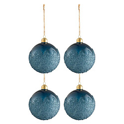 Paris Prix Lot de 4 Boules de Noël Givrées 10cm Bleu