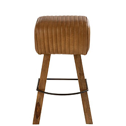 Paris Prix Tabouret de Bar en Cuir & Bois Gym 75cm Naturel