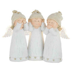 Paris Prix Lot de 3 Statuettes Led Ange 28cm Blanc