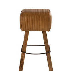 Paris Prix Tabouret de Bar en Cuir & Bois Gym 75cm Naturel