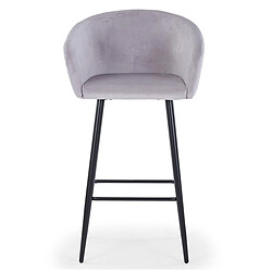 Paris Prix Chaise de Bar en Velours Kandi 106cm Argent