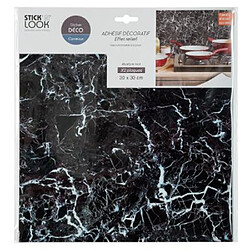 Atmosphera Lot de 2 Stickers Effet Marbre Plaque 30x30cm Noir