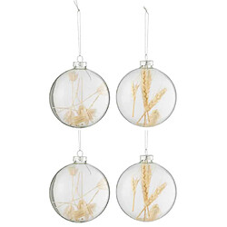 Paris Prix Lot de 4 Boules de Noël Brindilles 10cm Transparent