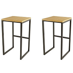 Paris Prix Lot de 2 Tabourets Design Frame 65cm Chêne & Noir